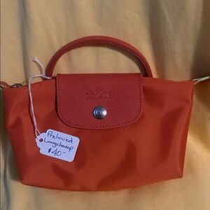 Longchamp Mini Handbag in Bright Orange with Top Handle
